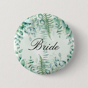 Bride eucalyptus greenery woodland forest 6 cm round badge