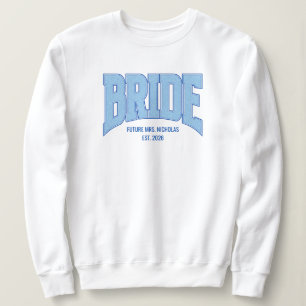 BRIDE Faux Glitter Varsity Engagement Bridal Sweatshirt