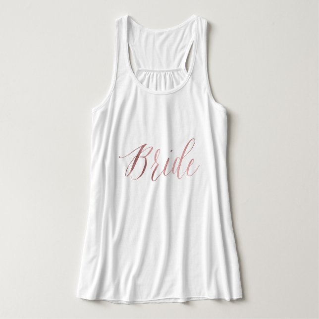 Bride/Faux Rose Gold/Modern Brush Script Singlet (Design Front)