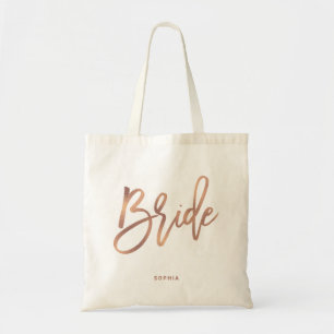 Bride Faux Rose Gold Personalised Tote Bag
