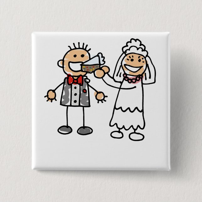 Bride Feeds Groom 15 Cm Square Badge (Front)