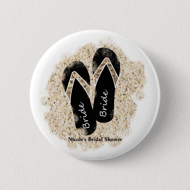 Bride Flip Flop Sandals Summer Beach Bridal Shower 6 Cm Round Badge (Front)