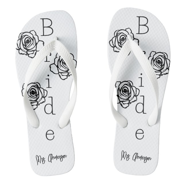 Bride Flip=Flops with Custom Name Jandals (Footbed)