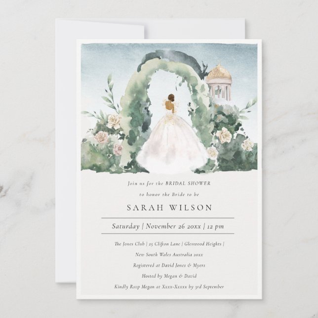 Bride Floral Arch Botanical Bridal Shower Invite (Front)