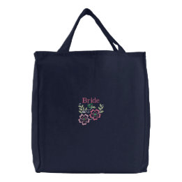 Bride Floral Embroidered Tote Bag