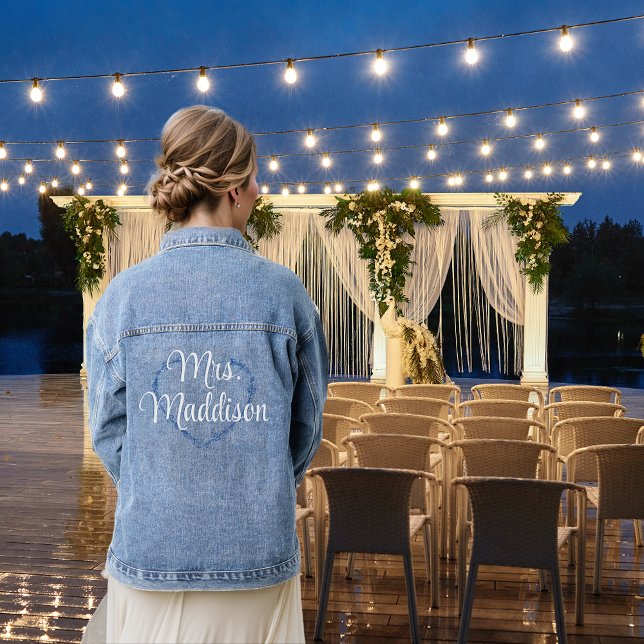 Bride Floral Heart Monogrammed Denim Jacket (Creator Uploaded)
