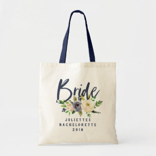 Bride floral watercolor tote bag