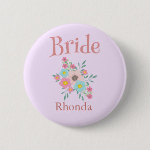 Bride Floral Wedding Bridal Party 6 Cm Round Badge