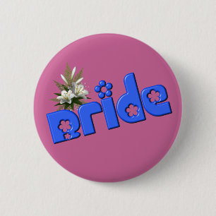 Bride Flower Bouquet 6 Cm Round Badge