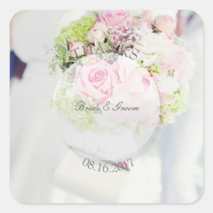 Bride Flower Bouquet editable wedding-Thanks Square Sticker
