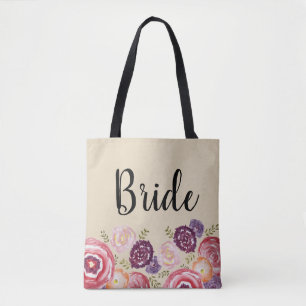 Bride Flower Pattern Pink Tote Bag