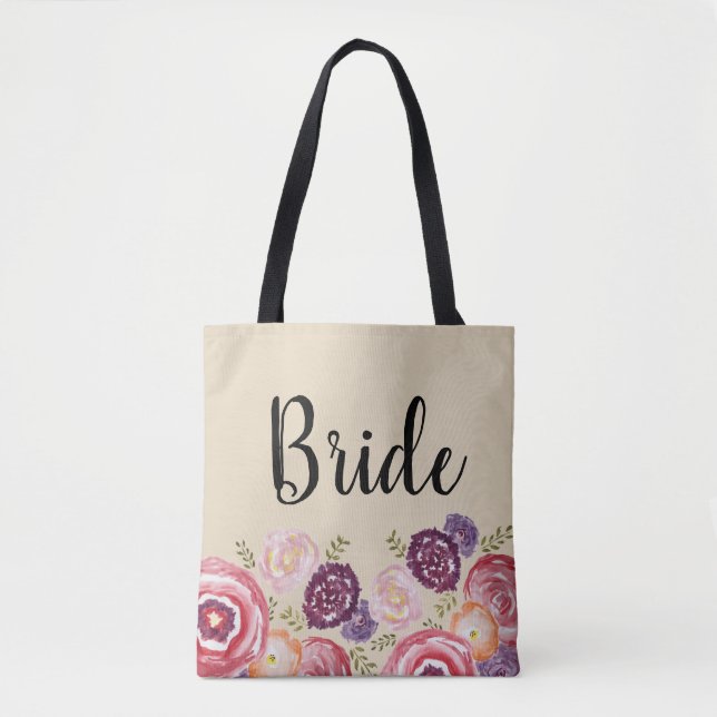 Bride Flower Pattern Pink Tote Bag (Front)