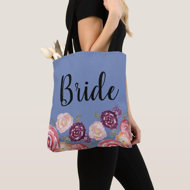 Bride Flower Pattern Pink Tote Bag (Close Up)