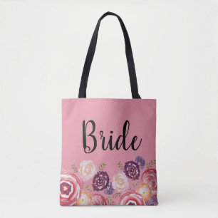 Bride Flower Pattern Pink Tote Bag