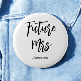Bride Future Mrs Black White Elegant  6 Cm Round Badge