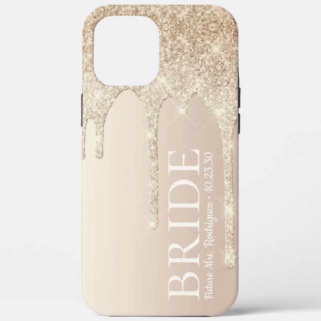Bride Future Mrs Gold Glitter Drip Case-Mate iPhon iPhone Case (Back)