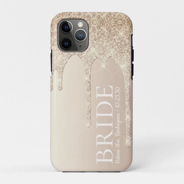 Bride Future Mrs Gold Glitter Drip Case-Mate iPhone Case (Back)