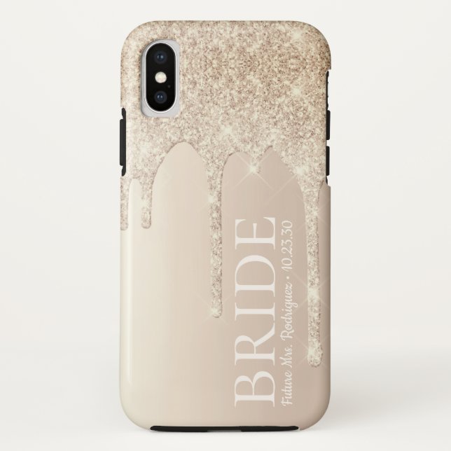 Bride Future Mrs Gold Glitter Drip Case-Mate iPhone Case (Back)