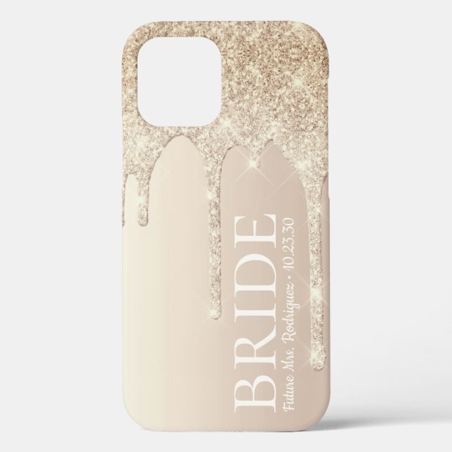 Bride Future Mrs Gold Glitter Drip Case-Mate iPhone Case (Back)