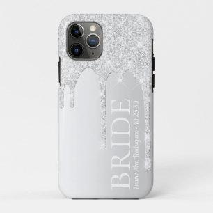 Bride Future Mrs Silver Glitter Drip Case-Mate iPhone Case