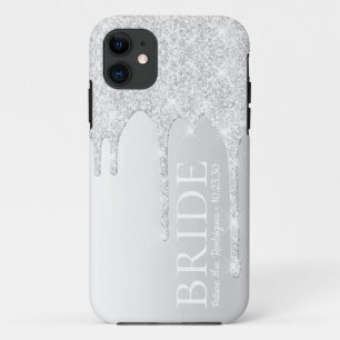 Bride Future Mrs Silver Glitter Drip Case-Mate iPhone Case