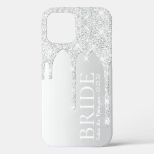 Bride Future Mrs Silver Glitter Drip iPhone 12 Case