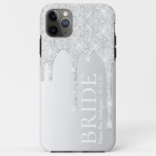 Bride Future Mrs Silver Glitter Drip Case-Mate iPhone Case