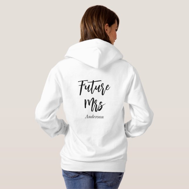 Bride Future Mrs Wedding Black White   Hoodie (Back Full)