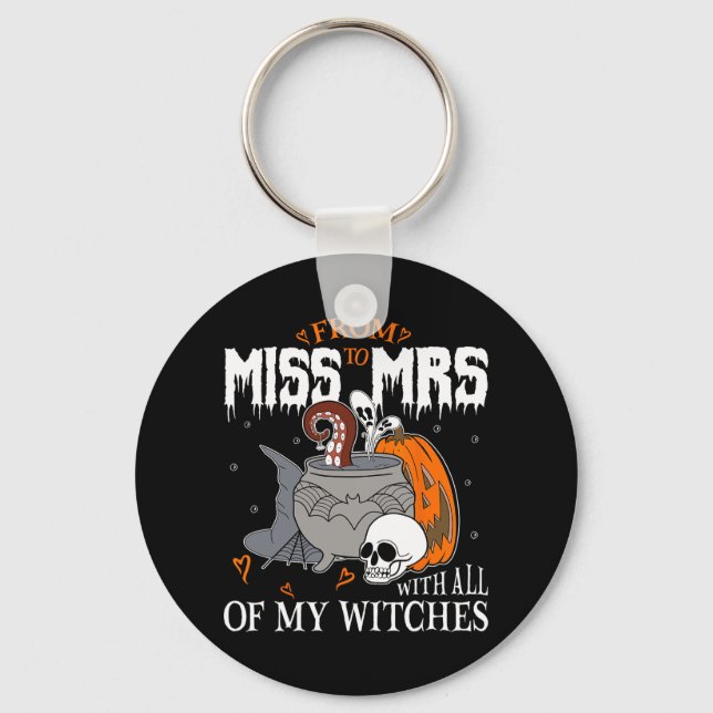Bride Future Mrs Witchy Gothic Wedding Bachelorett Key Ring (Front)