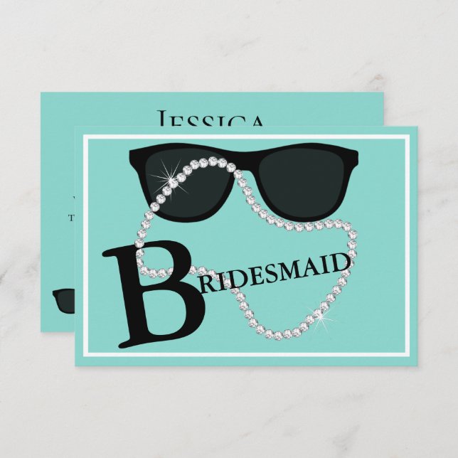 BRIDE Glam Celebrate Tiara Party Be My Bridesmaid Invitation (Front/Back)