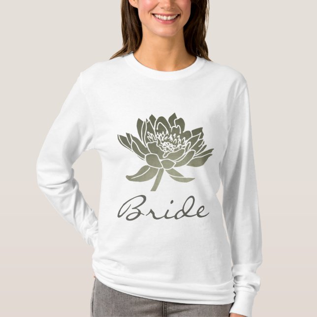 BRIDE GLAMOROUS SILVER LOTUS FLORAL T-Shirt (Front)