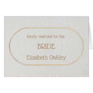 BRIDE Gold and White Place Name Card