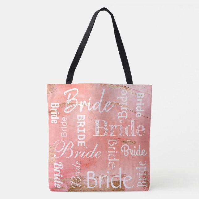 Bride Gold Melon Script Modern Wedding Tote Bag (Front)