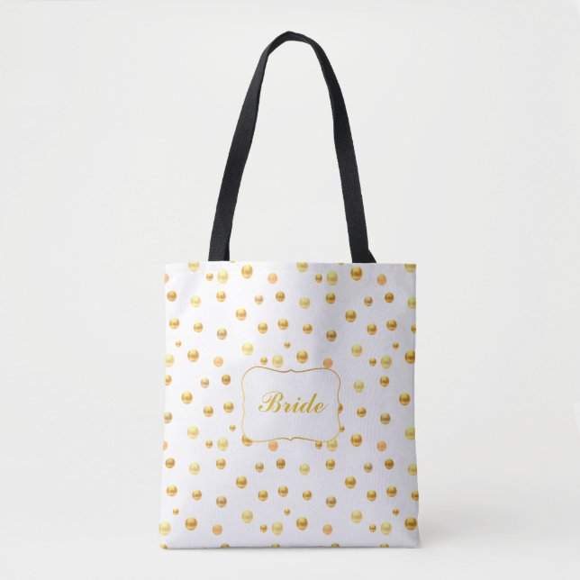 Bride Gold Polka Dots Tote Bag (Front)