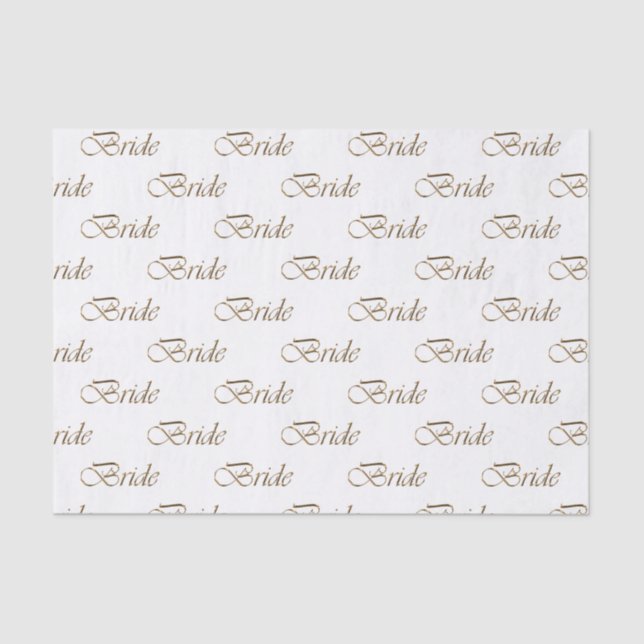 Bride gold script calligraphy pattern elegant chic tissue paper (Front)