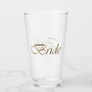 Bride, gold script elegant chic clear drinking glass