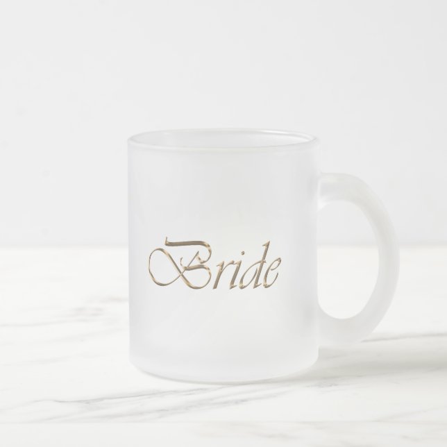 Bride, gold script elegant chic frosted glass coffee mug (Right)