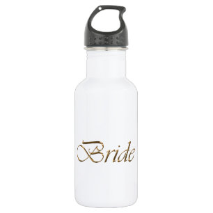Bride, gold script elegant chic white 532 ml water bottle