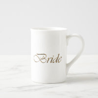 Bride, gold script elegant chic white