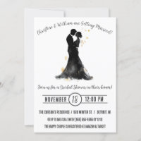 Bride & Goom Silhouette, Monochrome Bridal Shower