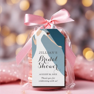 Bride Gown Bridal Shower Teal Thank You Gift Tags