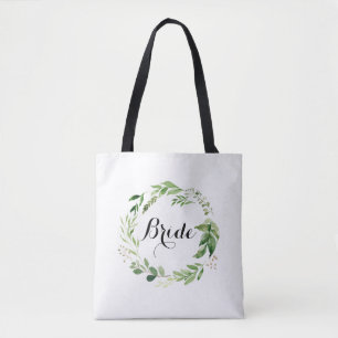 Bride Greenery Wedding Tote Watercolor Wreath Bag