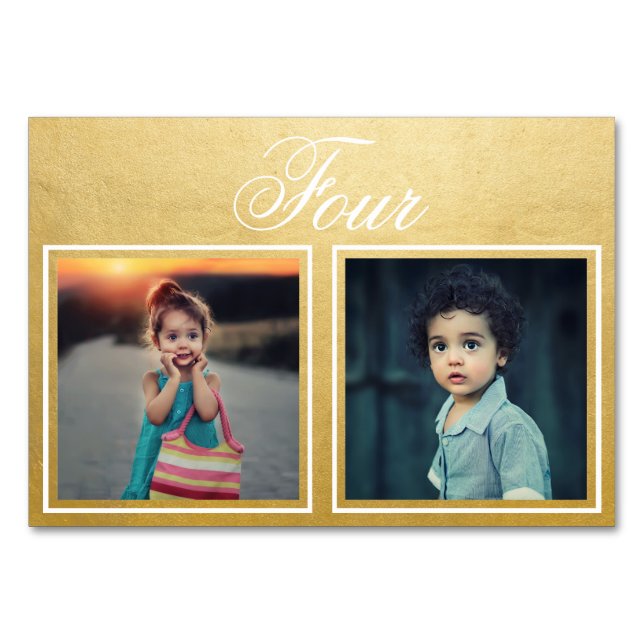 Bride Groom Age Elegant Classy Gold Table Number (Front)