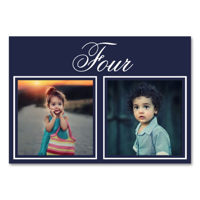 Bride Groom Age Elegant Custom Colour Table Number (Front)