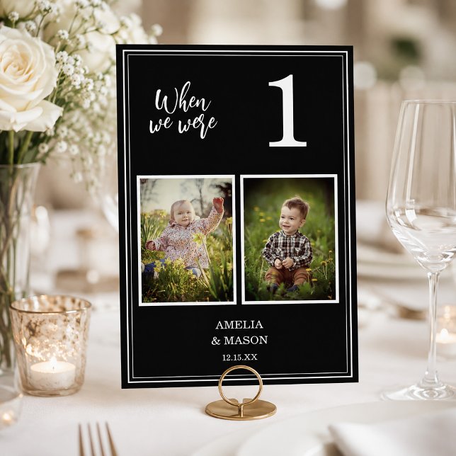 Bride & Groom Age Photo Wedding Table Number Card (Bride & Groom Age Photo Wedding Table Number Card)