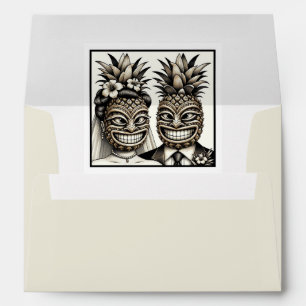 Bride & Groom Aloha Pineapple Tiki Wedding Envelope