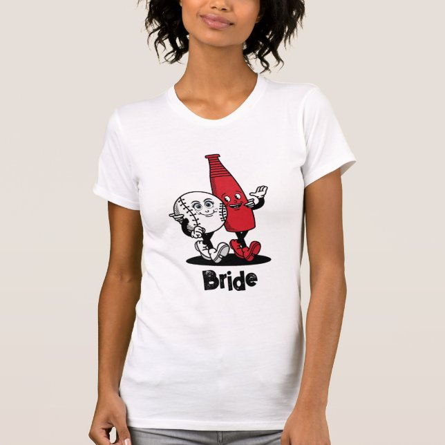 Bride Groom Baseball & Bat Funny T-Shirt (Front)