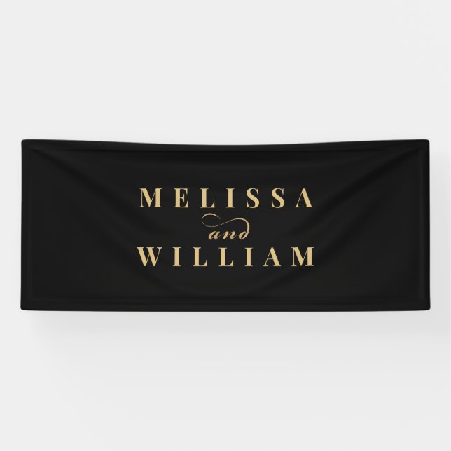 Bride & Groom Black Gold Banner (Horizontal)