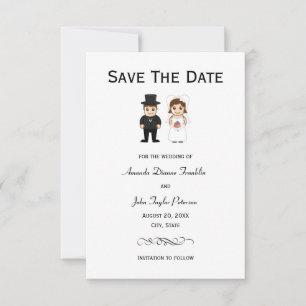 Bride & Groom Black Stripes - 3x5 Save the Date