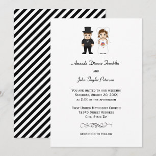 Bride & Groom Black Stripes - Wedding Invitation